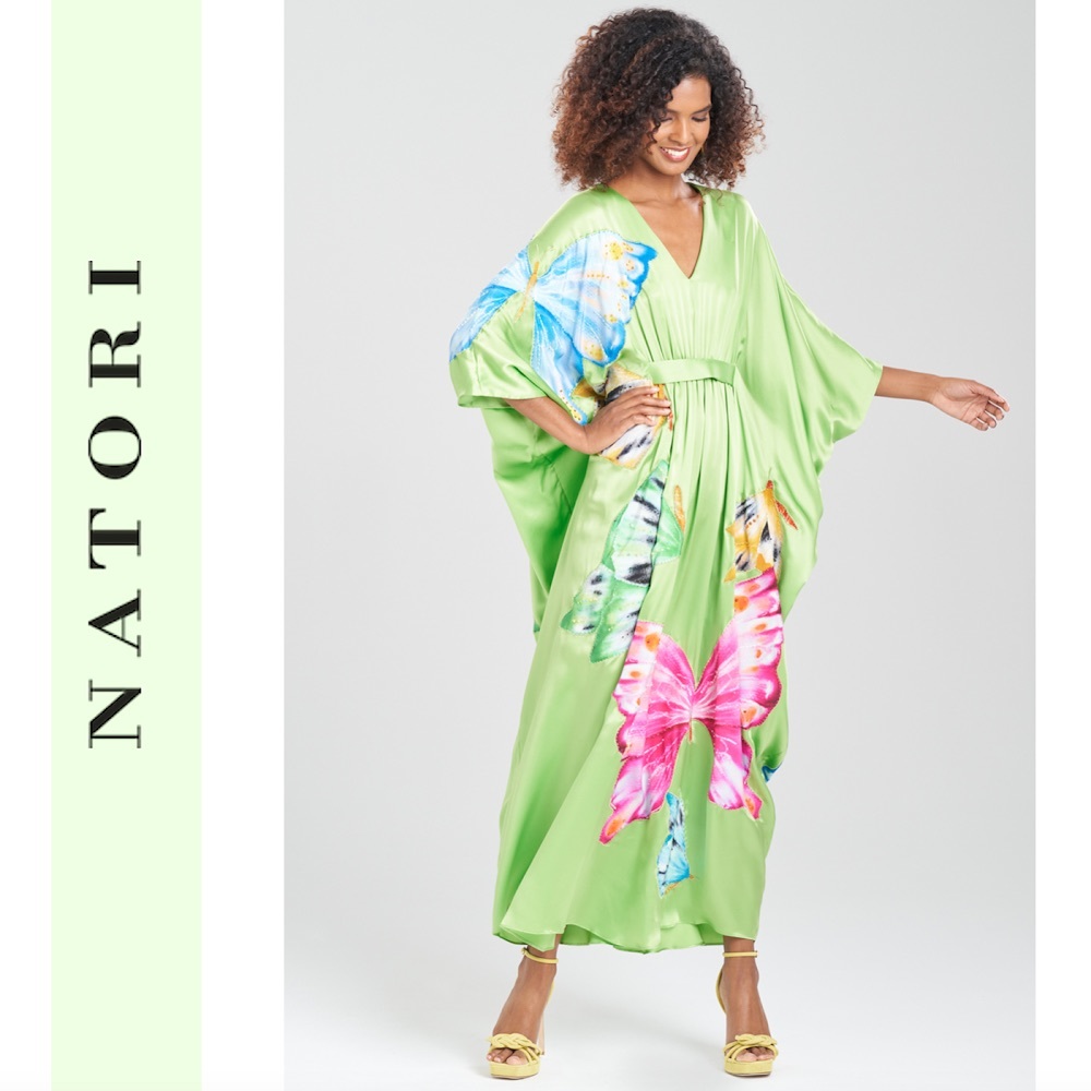 JOSIE NATORI
COUTURE KYOKO BUTTERFLY EMBROIDERED SILK CAFTAN